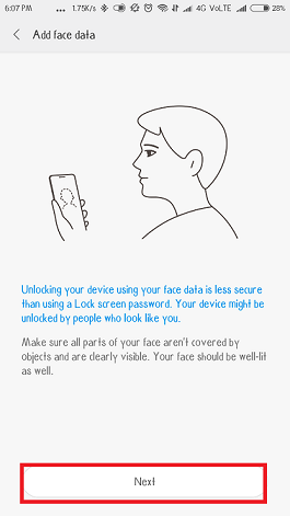 كيفية تمكين Face Lock في هاتف Note 4