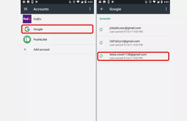 How to remove google account from android