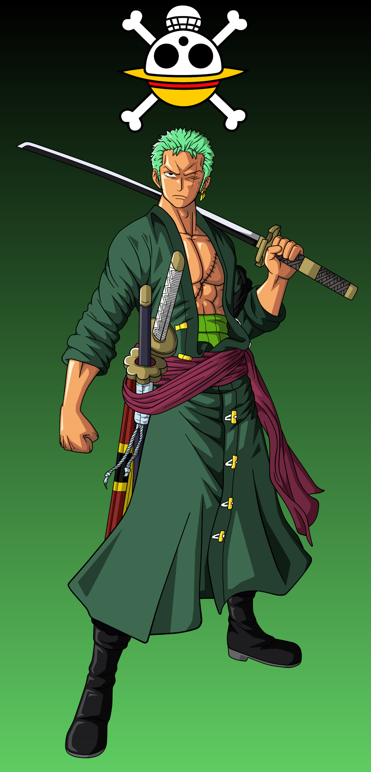 Zoro(One Piece) wallpaper for Pocophone F1 or any phone that have notch ...